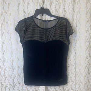 Bebe Black Mesh Blouse
